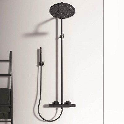 SISTEM DUS TERMOSTATIC CERATHERM T25 SILK BLACK ,CAP DUS 300 MM, FURTUN IDEALFLEX 1750MM SI PARA DUS STICK